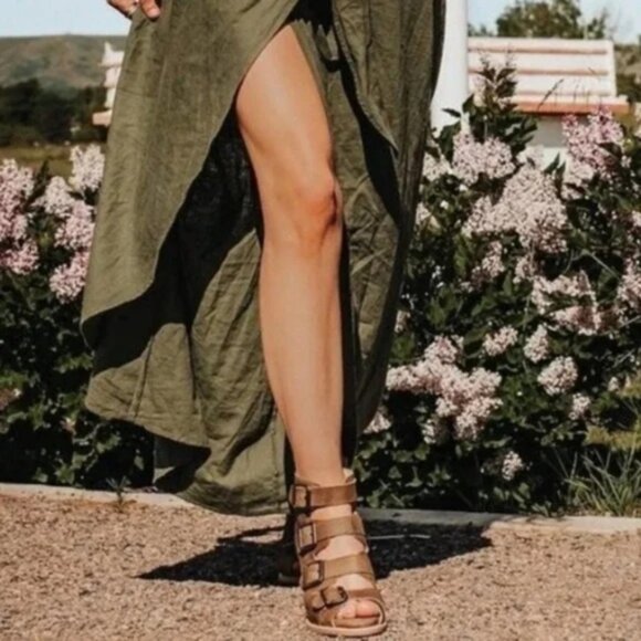 Freebird By Steven Quail Tan Leather Caged Gladiator Heels, Size 8 - Picture 11 of 14